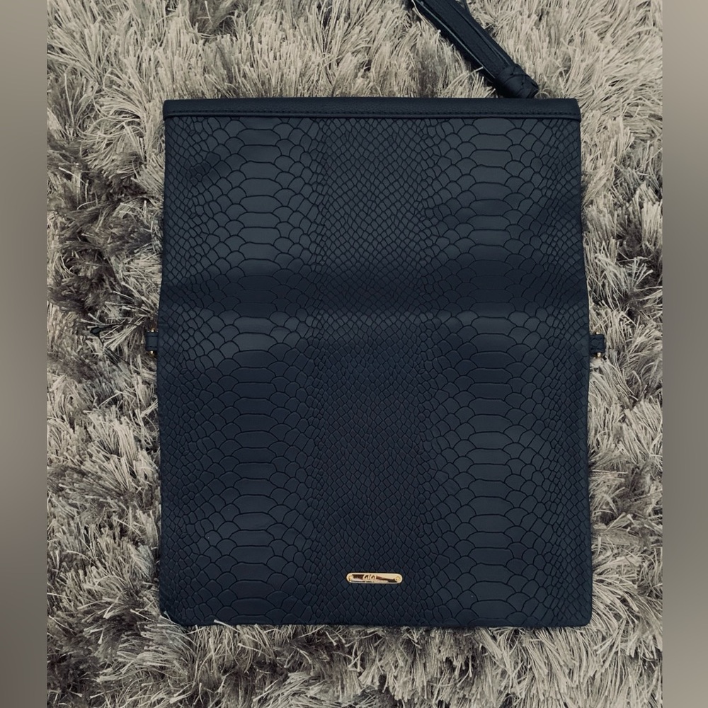 GIGI New York Navy Clutch•Detachable Strap•Tassel•Python Embossed Leather•NWT - Picture 2 of 12